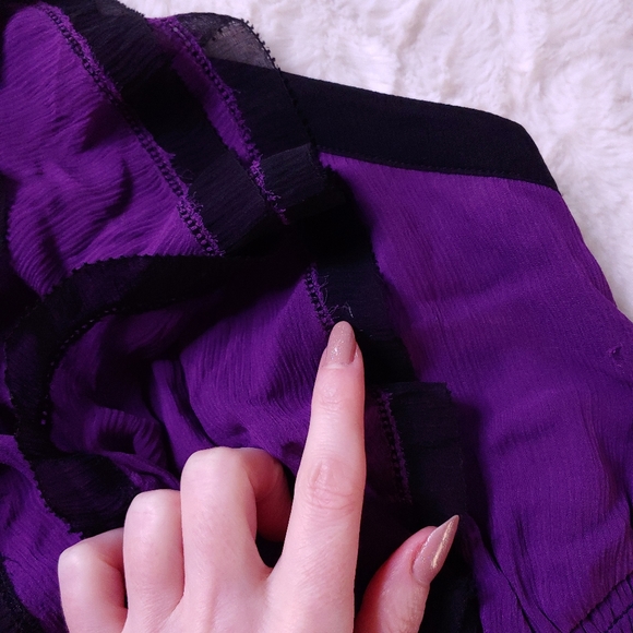 Bebe Purple Ruffled Silk High Neck Top - Picture 2 of 10